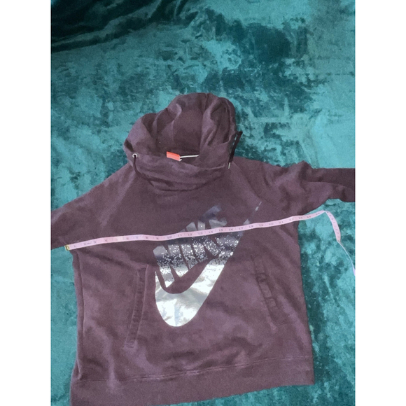 NIKE Womens Sweatshirt Purple Funnel Hoodie Pullover Camouflage Logo Size M - Picture 7 of 11